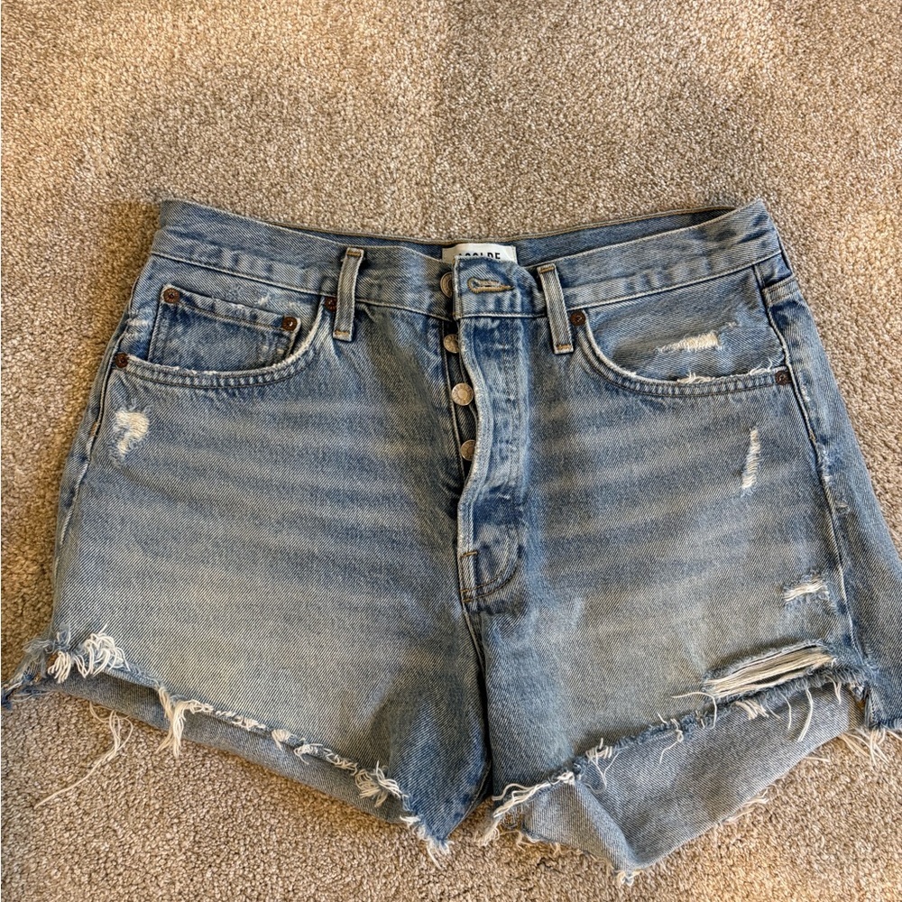Agolde Light Blue Denim Shorts